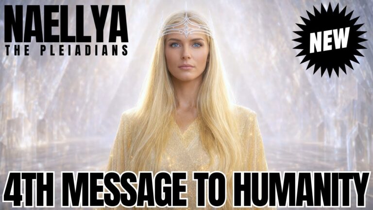 ປ້າຍໂຄສະນາດິຈິຕອນທີ່ມີແສງສະຫວ່າງສຳລັບ “ຂໍ້ຄວາມທີ 4 ເຖິງມະນຸດຊາດ”, ໂດຍມີຜູ້ຍິງສູງ, ຜົມສີທອງ, ຄ້າຍຄືຄົນອື່ນໆໃນແສງສີທອງຕັດກັບພື້ນຫຼັງທີ່ອ່ອນນຸ້ມ. ຂໍ້ຄວາມທີ່ໜາຂຽນວ່າ “ຂໍ້ຄວາມທີ 4 ເຖິງມະນຸດຊາດ” ພ້ອມດ້ວຍປ້າຍ “ໃໝ່”, ເຊິ່ງເປັນສັນຍານທີ່ເບິ່ງເຫັນເຖິງການຂຶ້ນສູ່ສະຫວັນຂອງສະຫະພັນກາລັກຊີທີ່ມີພະລັງທີ່ອອກອາກາດກ່ຽວກັບພະລັງງານປີ 2026, ການຝຶກອົບຮົມເມັດດາວຂັ້ນສູງ, ຄວາມສອດຄ່ອງຂອງຫົວໃຈ, ແລະໄລຍະຕໍ່ໄປຂອງວິວັດທະນາການທາງວິນຍານຂອງມະນຸດຊາດ.