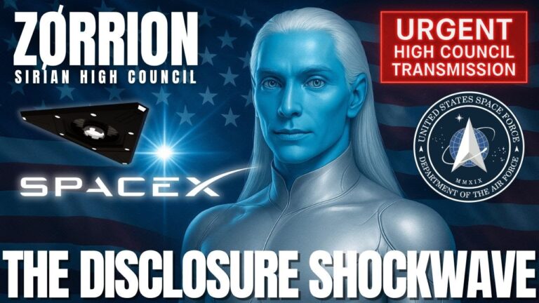 A high-impact galactic-themed graphic featuring a blue-skinned Sirian being with luminous eyes, labeled “The Disclosure Shockwave,” alongside spacecraft imagery, urgent transmission badges, and cosmic background elements. The design conveys an urgent message about 2026 disclosure events, hidden technologies, rapid planetary awakening, and a transformational timeline shift for Humanity. Bold typography and official-style insignias emphasize authority, intensity, and the magnitude of the coming global revelations.