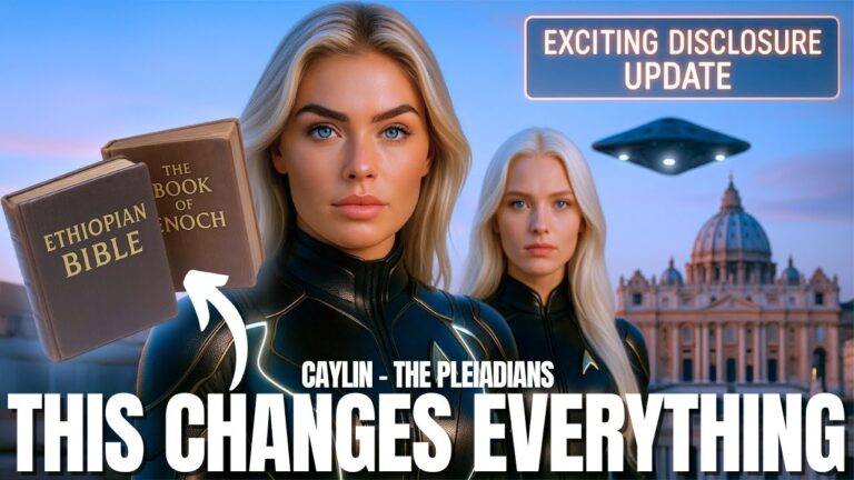 A dramatic YouTube-style thumbnail showing a blonde starseed emissary in a sleek dark suit holding a confidential Vatican document, with the Vatican dome and a hovering UFO in the background under a luminous cosmic sky, bold text reading “THIS CHANGES EVERYTHING” and “Vatican Secrets Exposed,” visually signaling global disclosure, galactic contact, and how the starseed mission is shaping the New Earth Golden Age.