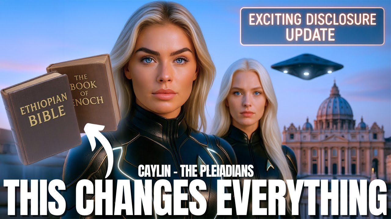 A dramatic YouTube-style thumbnail showing a blonde starseed emissary in a sleek dark suit holding a confidential Vatican document, with the Vatican dome and a hovering UFO in the background under a luminous cosmic sky, bold text reading “THIS CHANGES EVERYTHING” and “Vatican Secrets Exposed,” visually signaling global disclosure, galactic contact, and how the starseed mission is shaping the New Earth Golden Age.