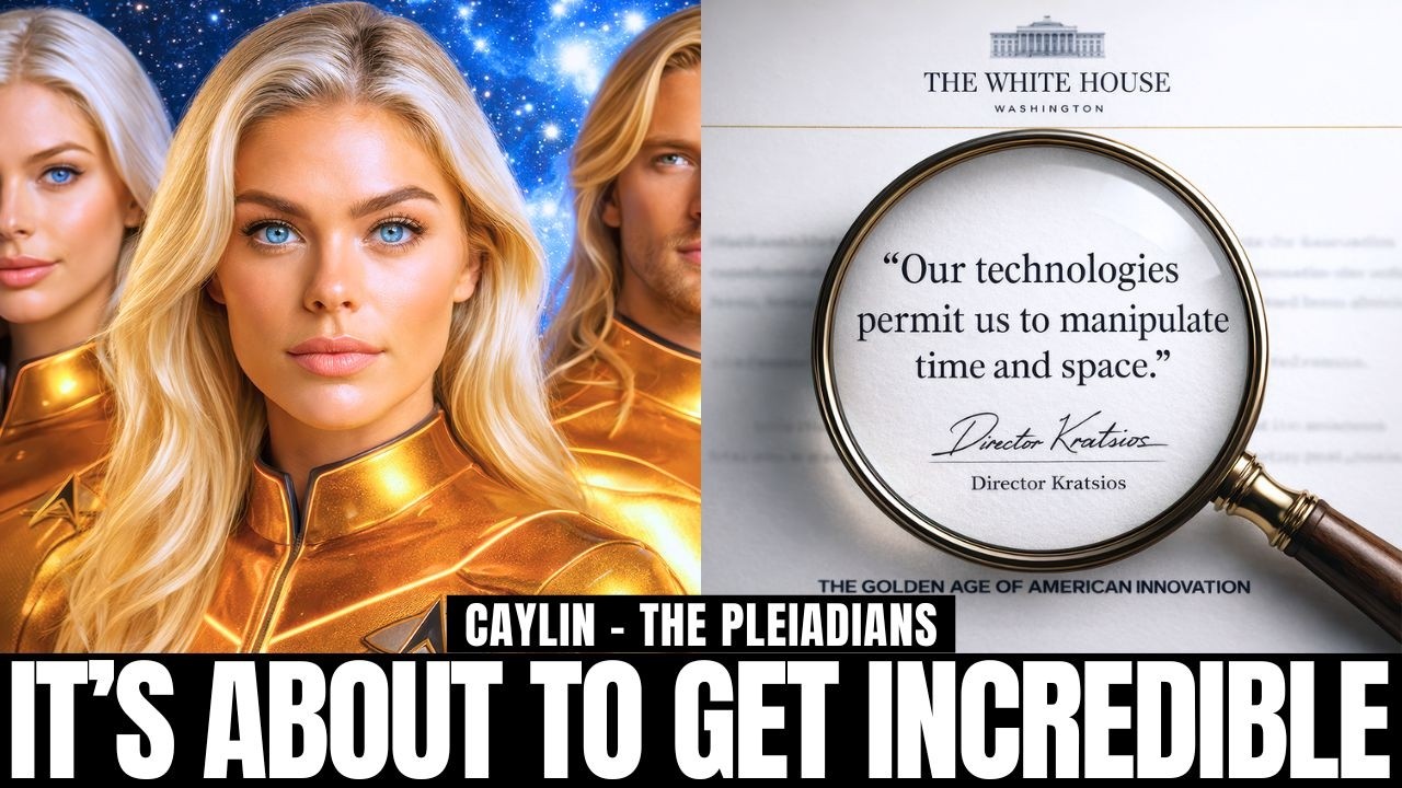 A golden-haired Pleiadian woman in a radiant gold suit stands in front of a starry blue cosmic backdrop beside a magnifying glass over a typed document, with bold white text reading “IT’S ABOUT TO GET INCREDIBLE,” promoting a Galactic Federation global planetary update about March madness timeline shake-ups, incoming energy waves, New Earth frequencies, and disclosure without collapse.