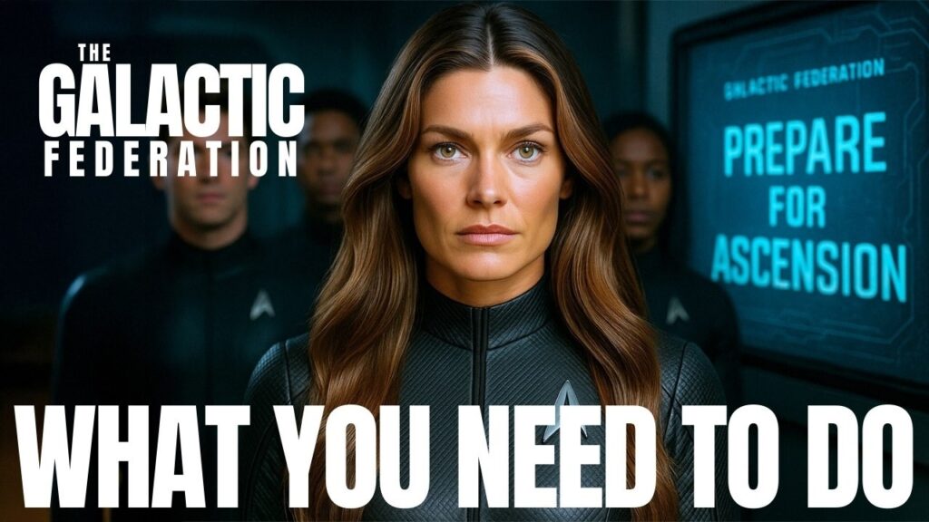 Galactic Federation-style YouTube thumbnail showing a serious female emissary in a dark starship setting, flanked by shadowed figures, with bold white text reading “WHAT YOU NEED TO DO” and a glowing blue panel that says “PREPARE FOR DISCLOSURE,” promoting a powerful message about self-worth, awakening, and what starseeds and lightworkers are being asked to do now.