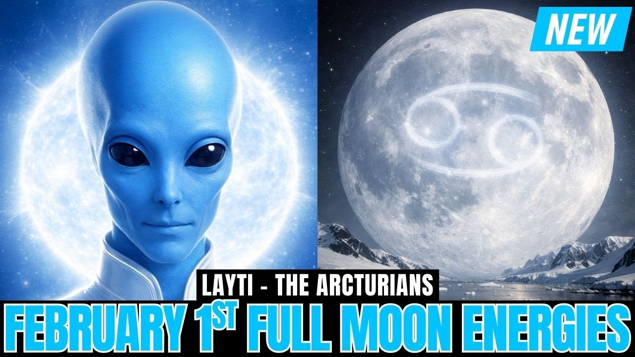 Isithonjana sesitayela se-YouTube esikhanyayo sesibuyekezo samandla se-sidereal se-Full Moon sangomhlaka-1 kuNhlolanja 2026, esinesiqondiso esikhanyayo sezinkanyezi eziluhlaza okwesibhakabhaka / umhlahlandlela wangaphandle komhlaba ngakwesobunxele kanye neNyanga Egcwele emhlophe ekhanyayo phezu kwendawo emnyama ngakwesokudla. Umbhalo ogqamile we-turquoise ufundeka kanje “Amandla Enyanga Egcwele yangoNhlolanja 1,” ugcizelela ubukhosi obuvuthayo, ukuhlanza ngokomzwelo, amaza esango le-Imbolc, izikhathi zesikhathi zesikhathi esisha, kanye nokusebenza kobuholi bezinkanyezi ezigcwele izinkanyezi.